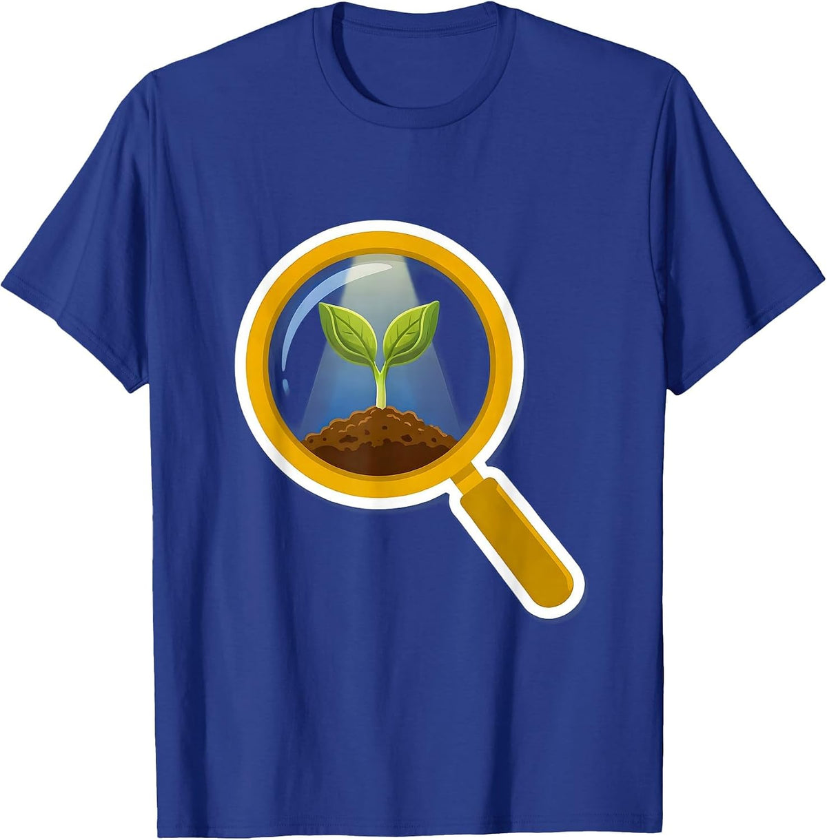 Special Education Teacher Magnifying Glass Seed Art T-Shirt - Royal Blue