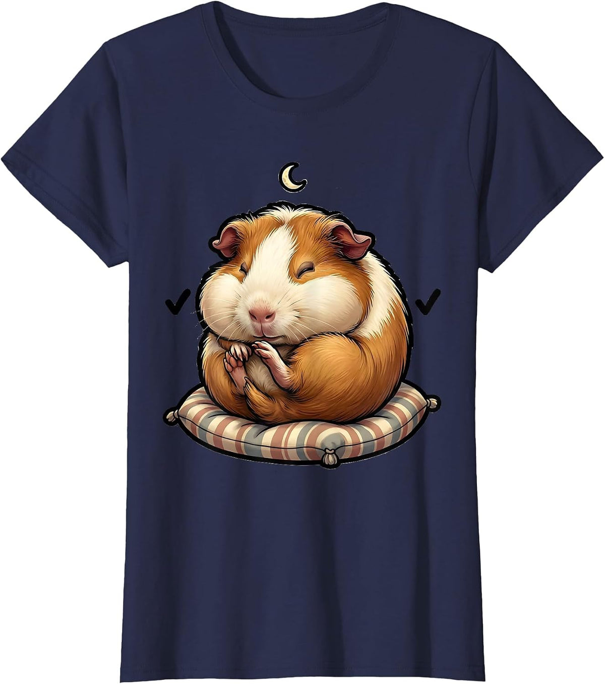 Women's Sleeping Guinea Pig Cute Animal Lover Novelty Sleepshirt T-Shirt - Navy Blue