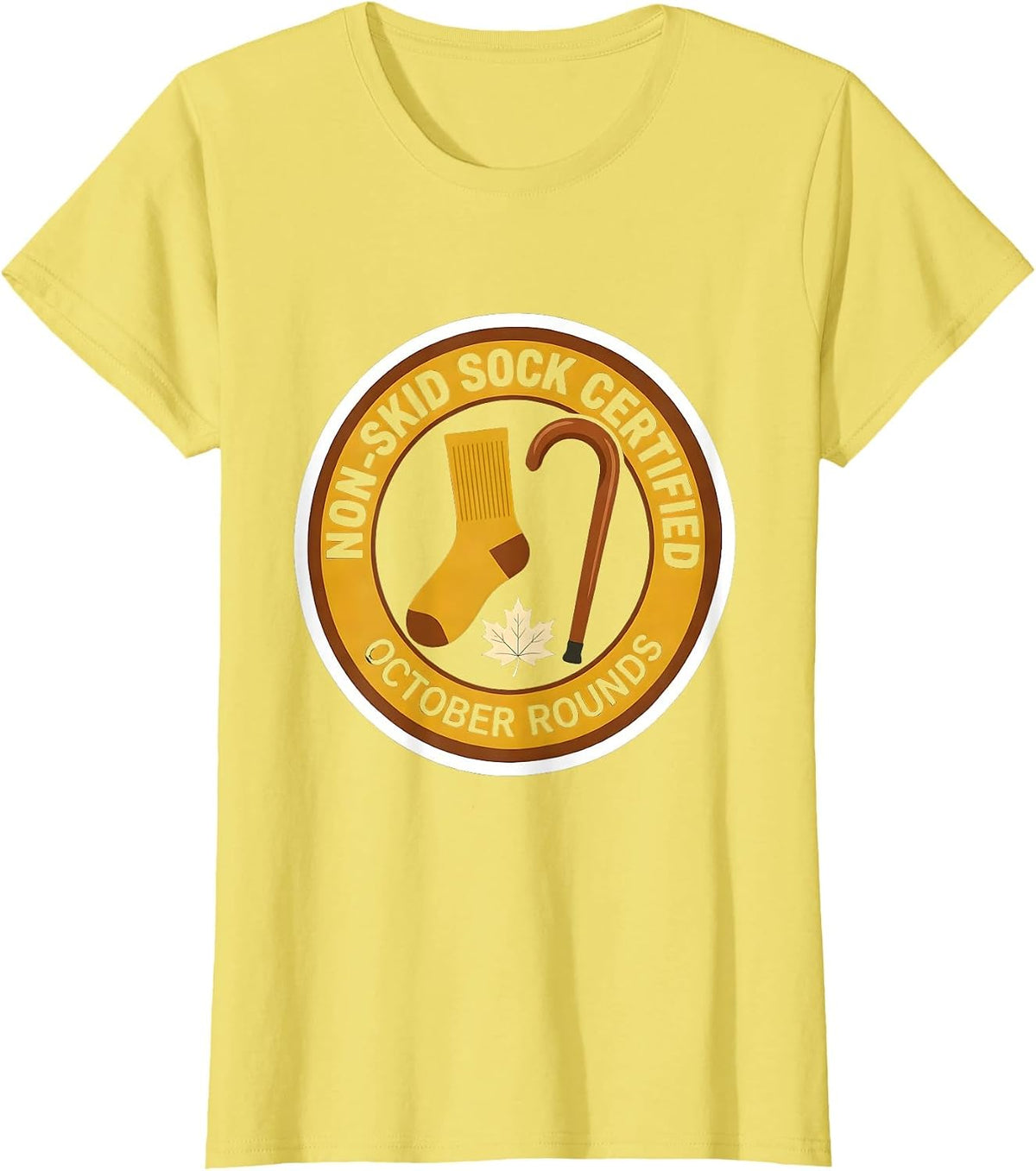 Non-Skid Sock Certified, October Rounds Nurse T-Shirt - Lemon Yellow