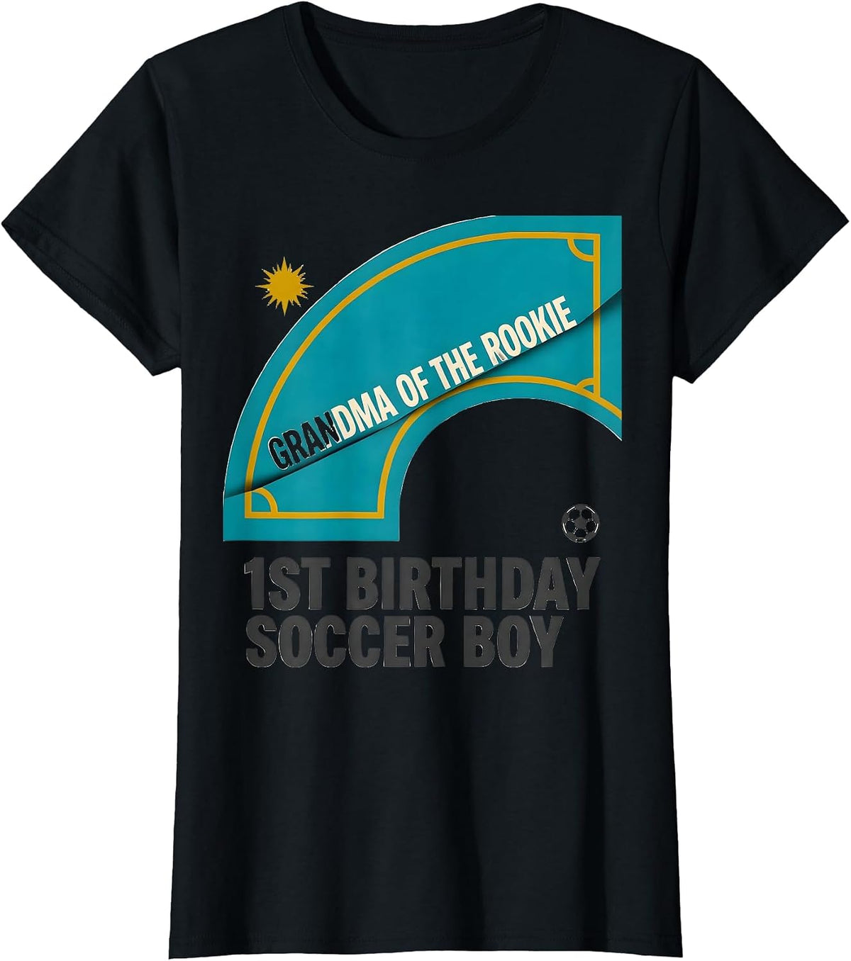 GRANDMA OF THE ROOKIE 1st Birthday Soccer Boy Family T-Shirt - Black