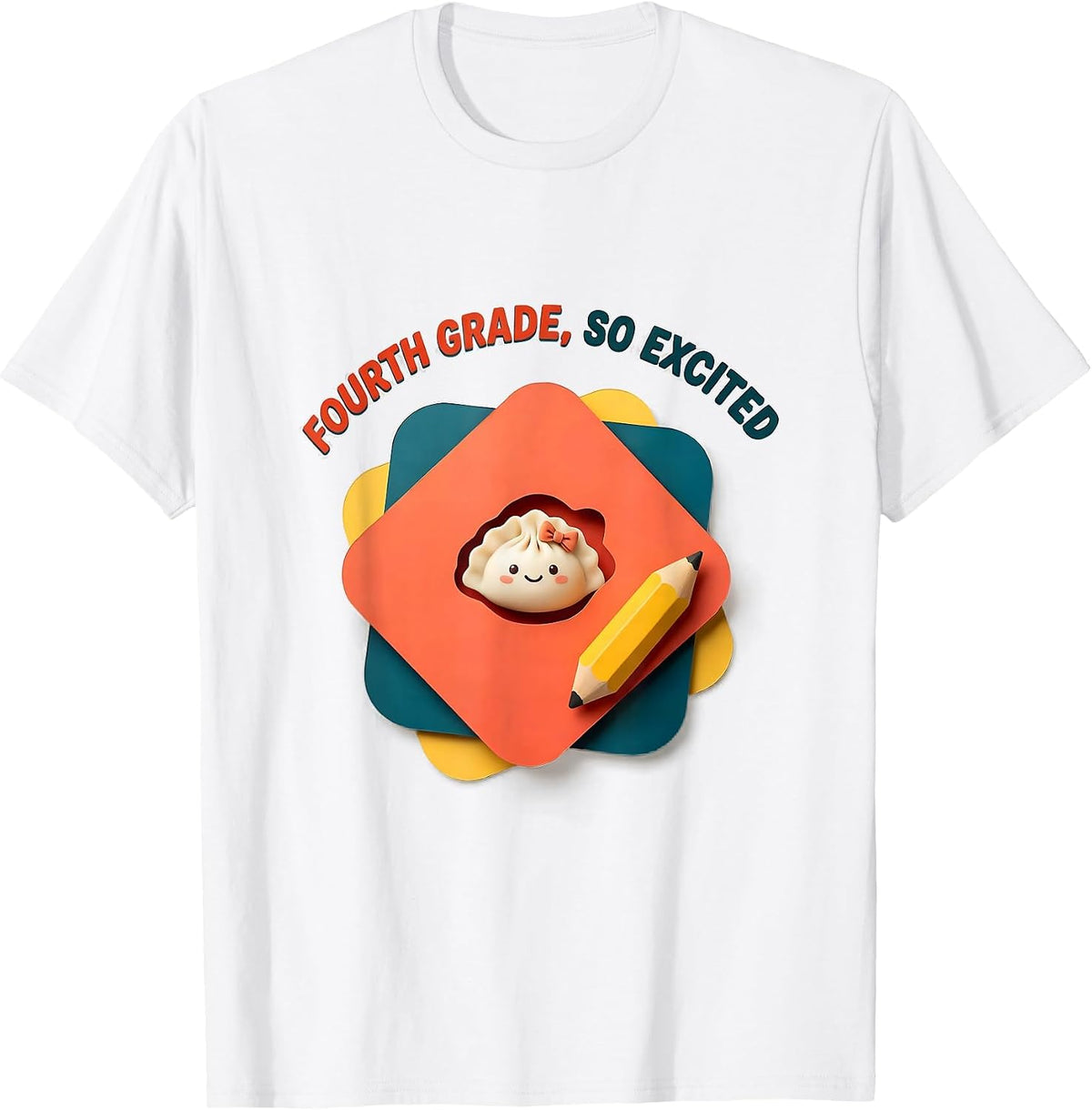 Men's Fourth Grade So Excited Cute Dumpling Kawaii Back to School T-Shirt - White