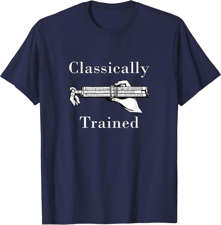 Vintage Slide Rule Classically Trained Student Instrument T-Shirt - Navy Blue