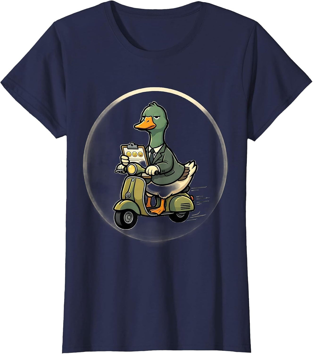 Women's Off To Regulate Emotions Funny Goose Scooter ABA Therapist T-Shirt - Navy Blue