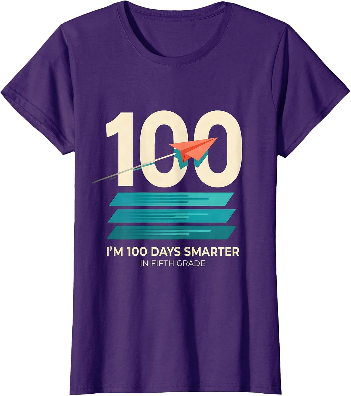Women's I'm 100 Days Smarter In Fifth Grade Playful Retro 100th Day T-Shirt - Purple