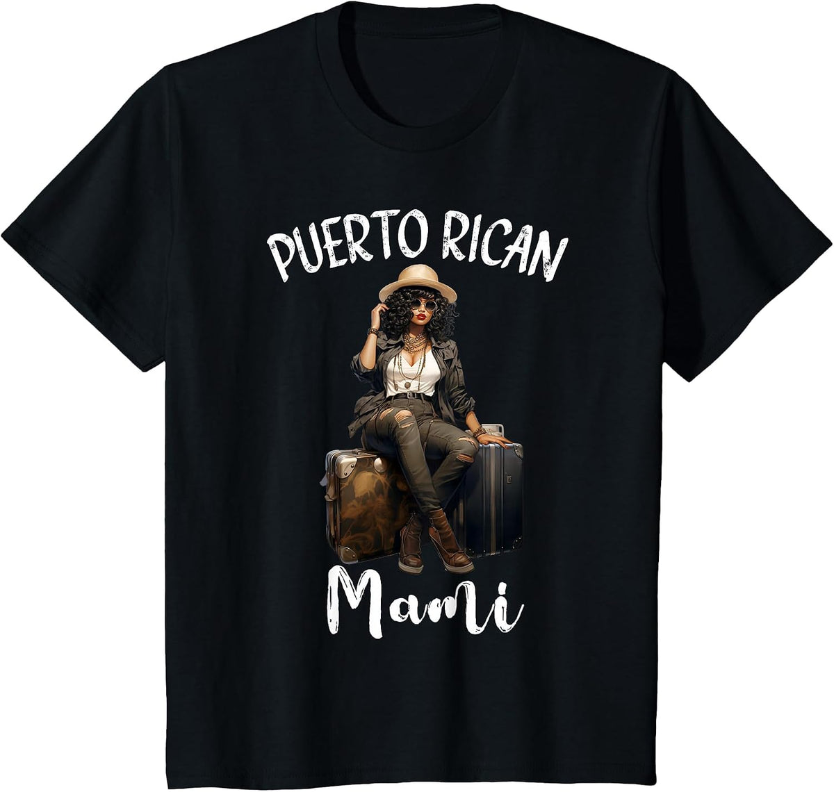 Afro Puerto Rican Mami Mom DNA Roots Family Heritage T-Shirt - Black