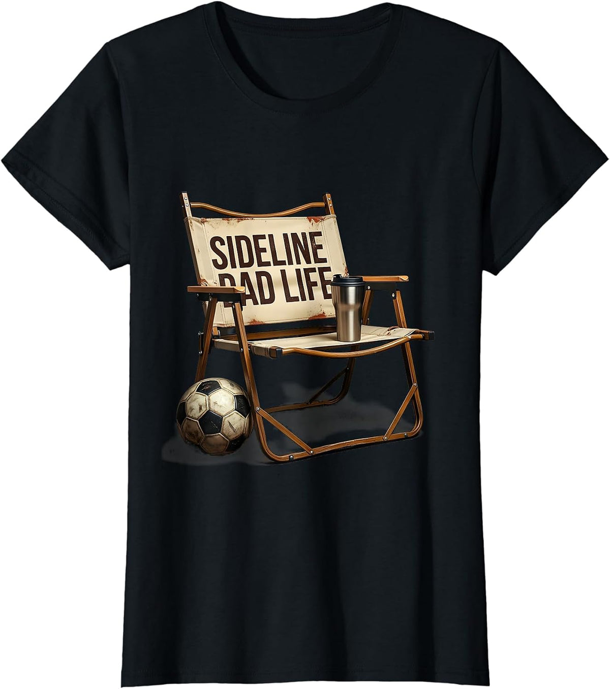 Sideline Dad Life Soccer Dad Graphic Design T-Shirt - Black