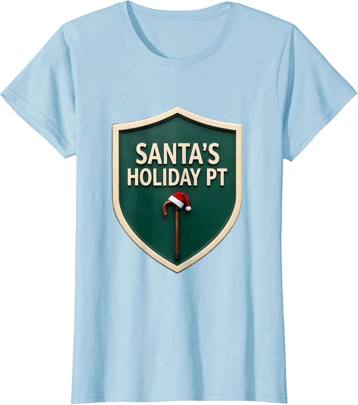 Santa's Holiday PT Funny Physical Therapist Christmas Rehab T-Shirt - Baby Blue