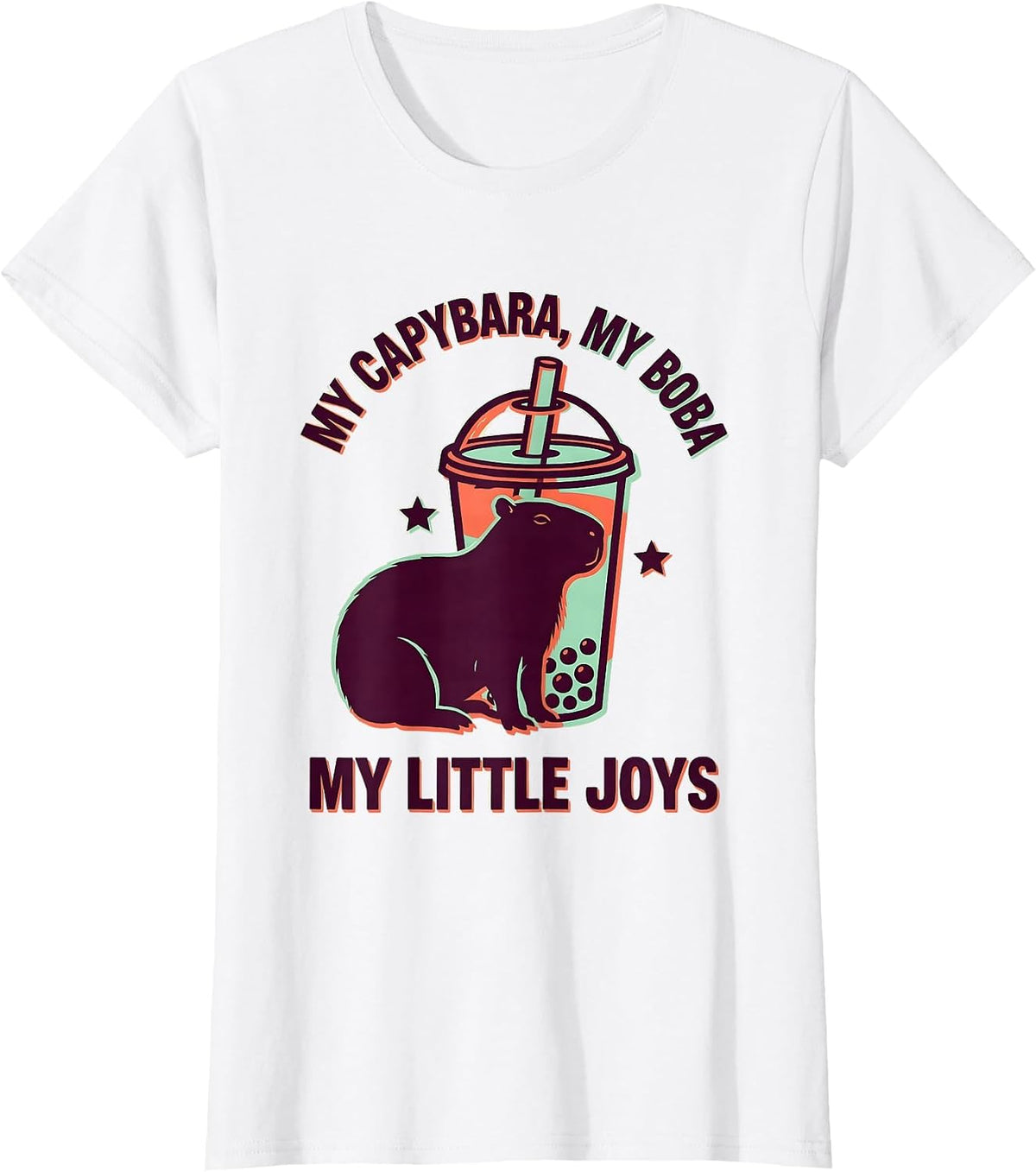 My Capybara My Boba My Little Joys Cute Kawaii Anime Animal T-Shirt - White