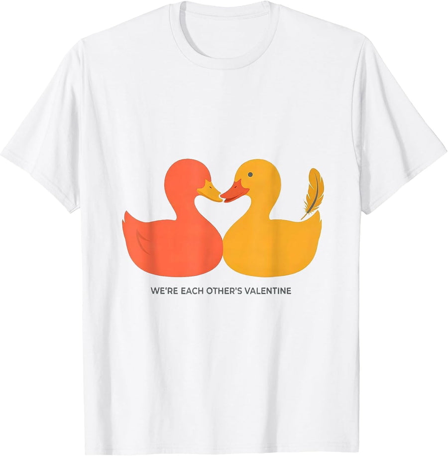 Men's We're Each Other's Valentine Cute Duck Heart Animal Lover T-Shirt - White