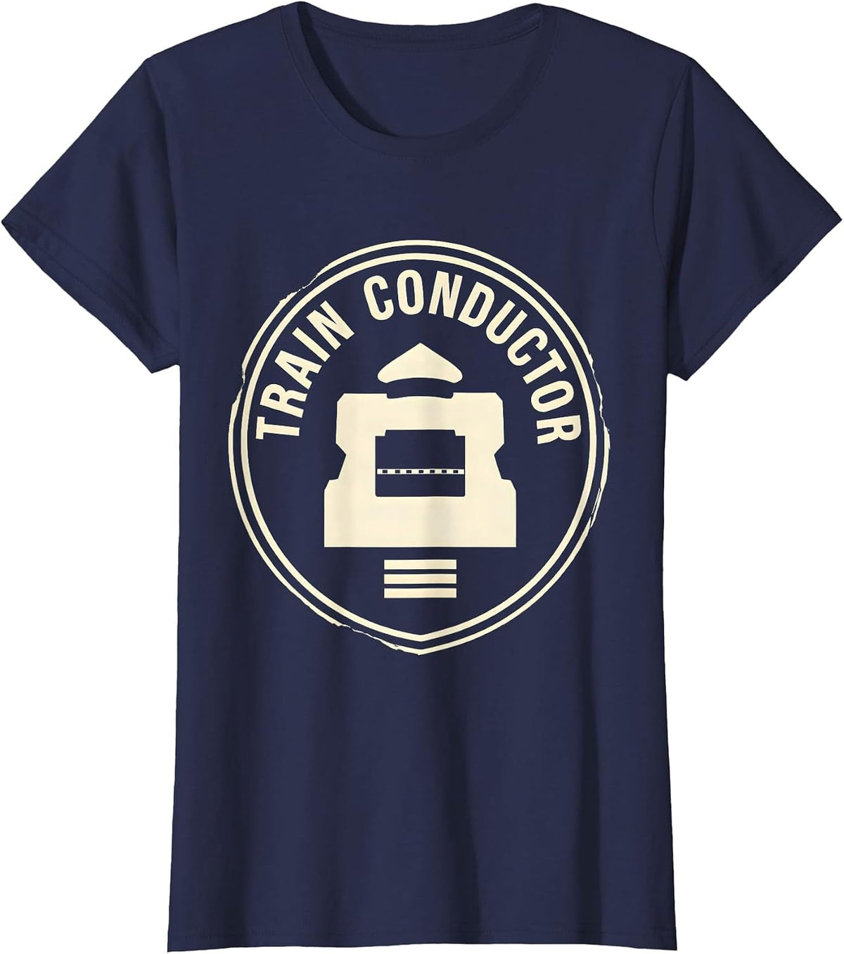 Women's Train Conductor Costume Halloween Funny Train Engineer T-Shirt - Navy Blue