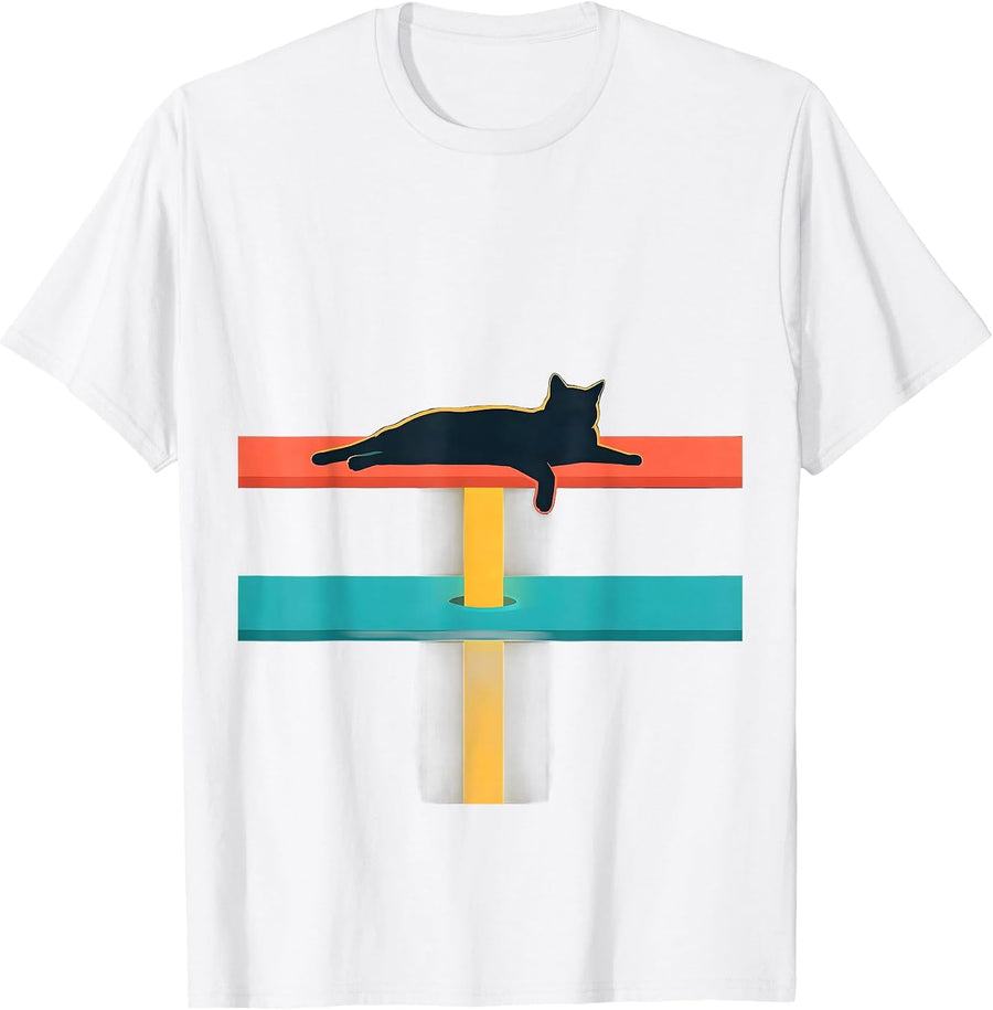 Men's Relaxed Cat Quantum Physics Science Geek Humor T-Shirt - White