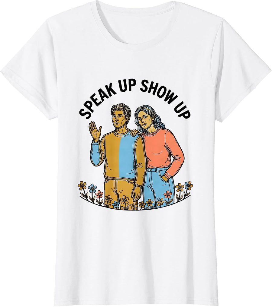 Women's Speak Up Show Up Suicide Prevention Awareness T-Shirt - White