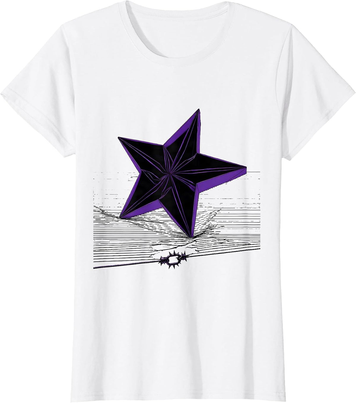 Women's Folded Star Grunge Alt Y2K Vintage Graphic T-Shirt - White
