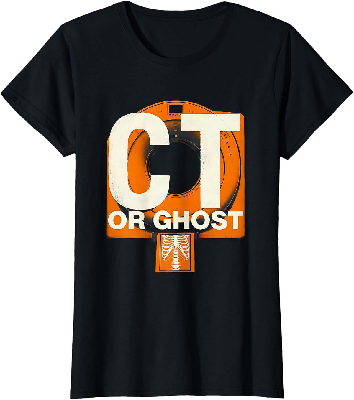 Women's Ghost Or CT Funny Radiology Tech Halloween Workplace Humor T-Shirt - Black