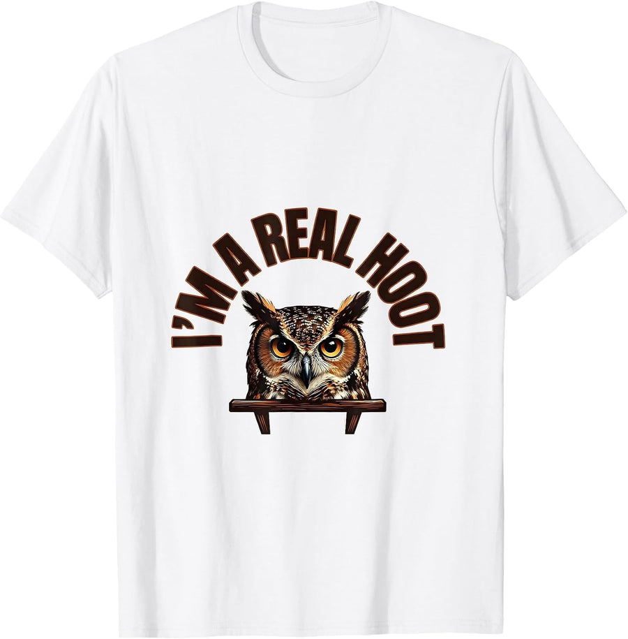 Men's I'm A Real Hoot Funny Owl Bird Lover Retro Humor T-Shirt - White