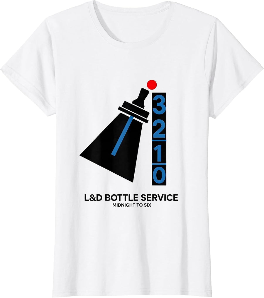 Women's L&D Bottle Service Midnight To Six Funny Nurse New Year Eve T-Shirt - White