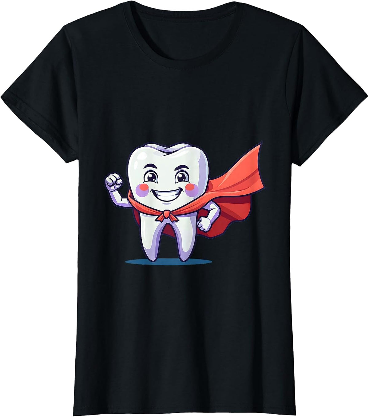 Superhero Tooth Dental Assistant Graphic T-Shirt - Black