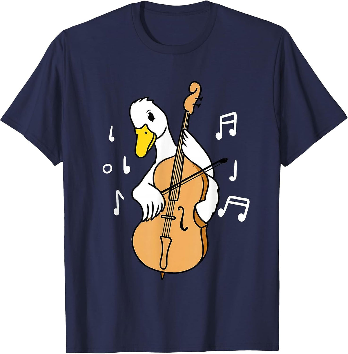 Duck Playing Cello for Cello Player T-Shirt - Navy Blue