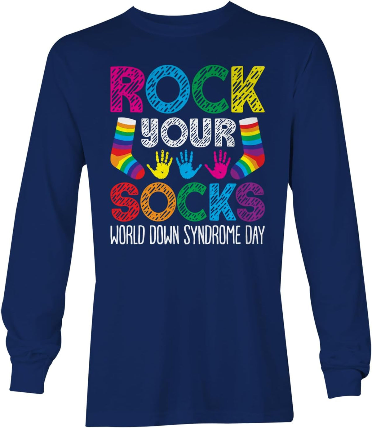 Rock Your Socks World Down Syndrome Day - Unisex Long Sleeve Shirt - Navy