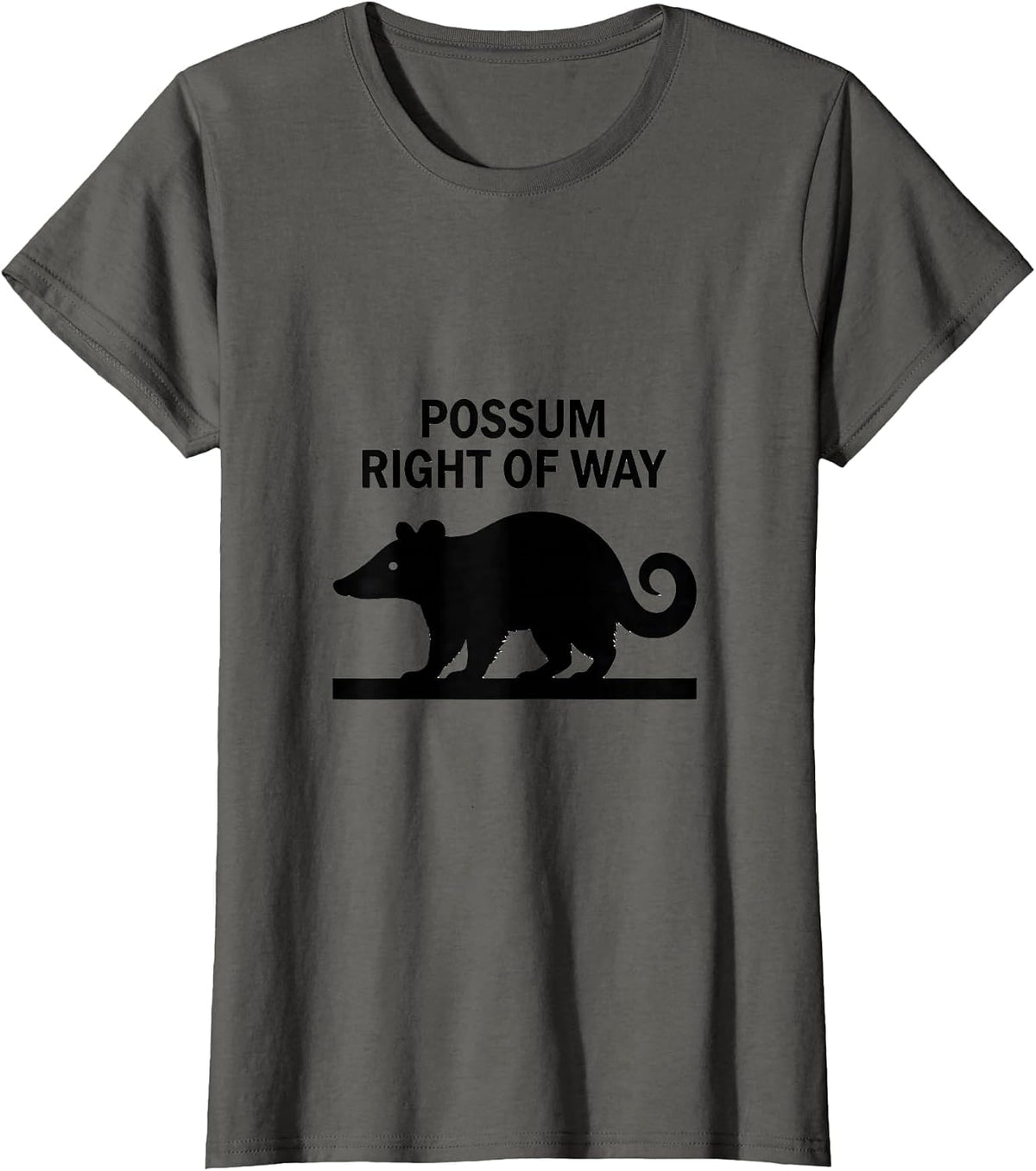 Women's Possum Right Of Way Funny Opossum Meme Animal Humor T-Shirt - Asphalt Grey