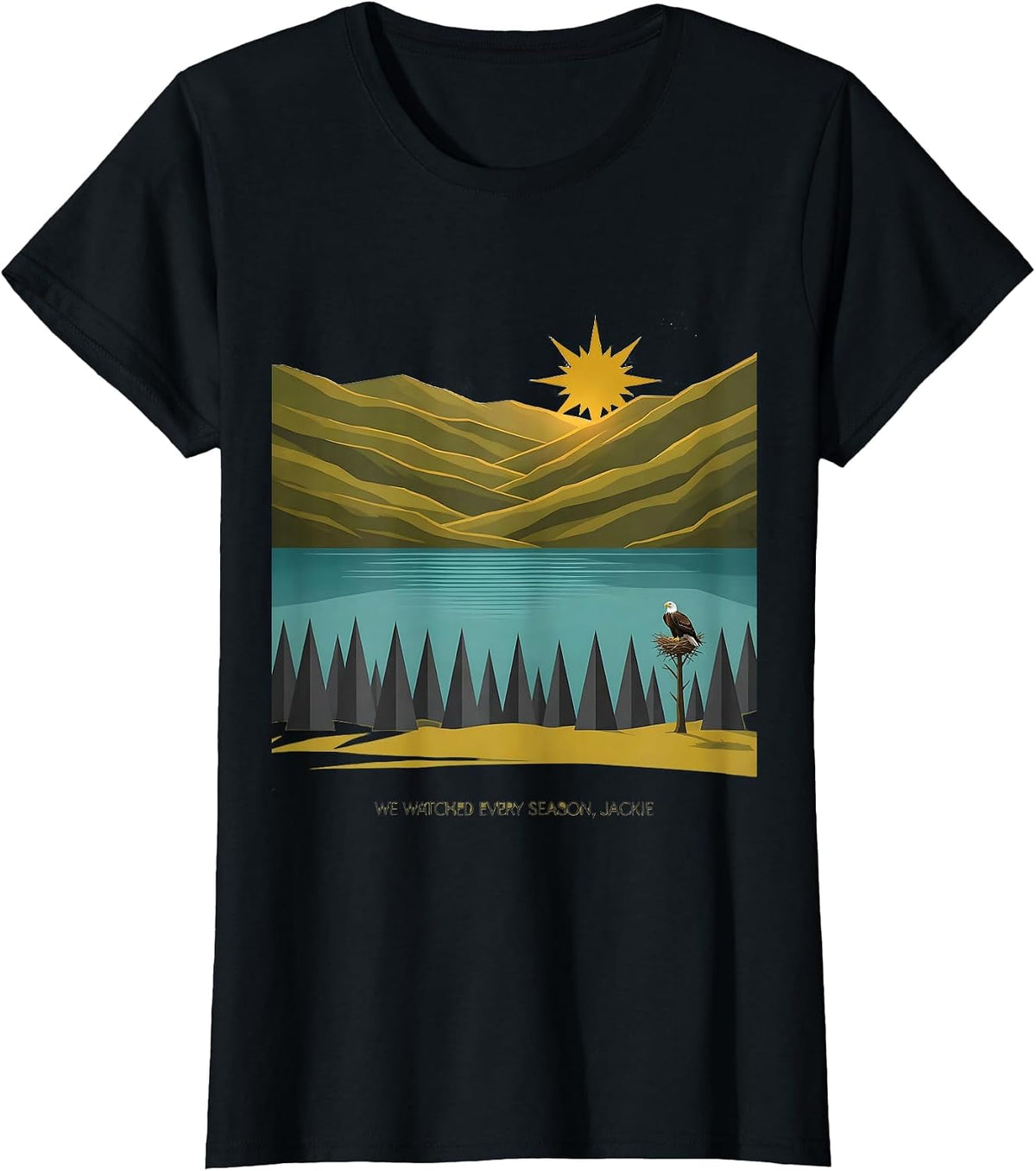 We Watched Every Season Jackie Midcentury Modern Eagle T-Shirt - Black