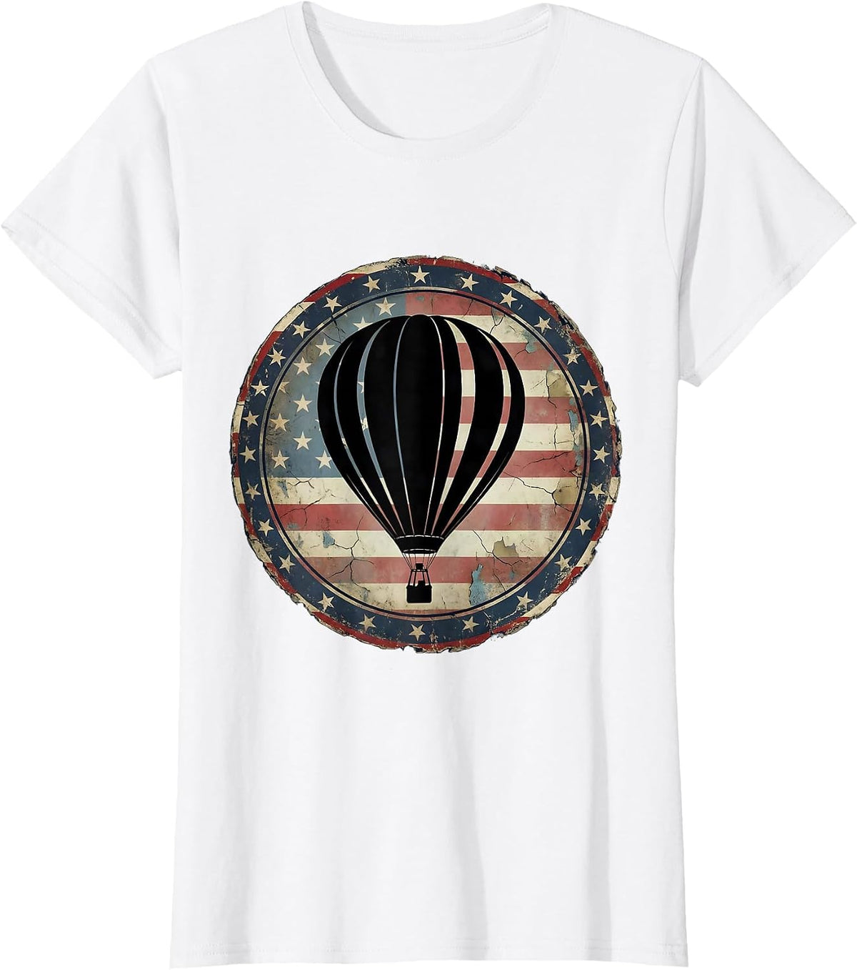 Red White and Blue Hot Air Balloon Flag Design T-Shirt - White