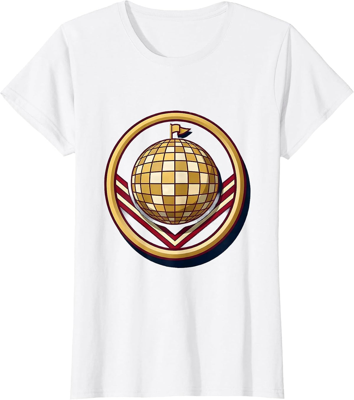 Sealed Disco Ball Badge Retro 70s Party Costume T-Shirt - White