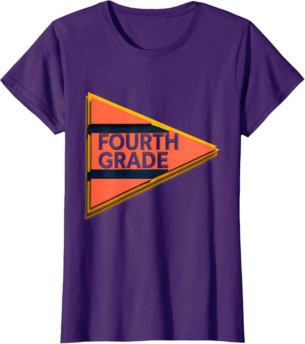 Women's Fourth Grade Cheerful Pennant Back To School Girl T-Shirt - Purple