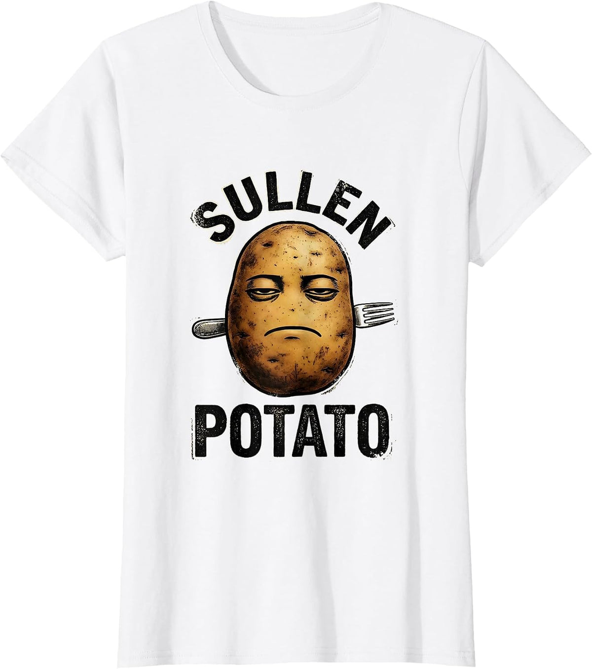 Women's Sullen Potato Funny Grouchy Potato Couple Matching T-Shirt - White