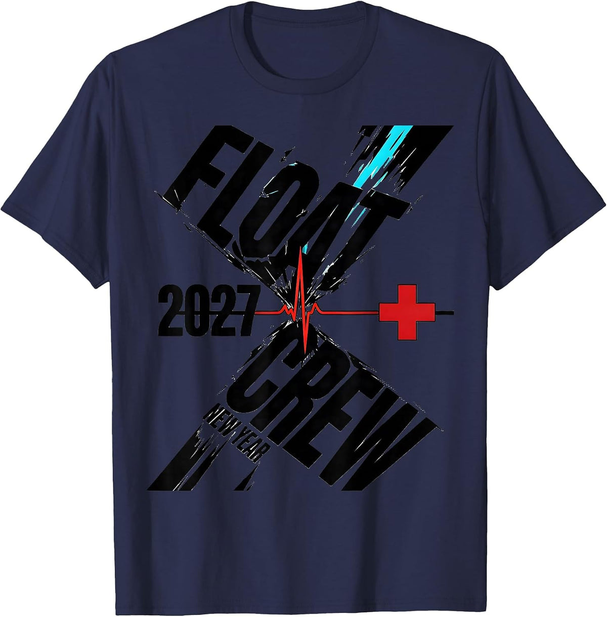 Men's FLOAT Crew New Year 2027 New Wave Nurse Crew New Years Eve T-Shirt - Navy Blue