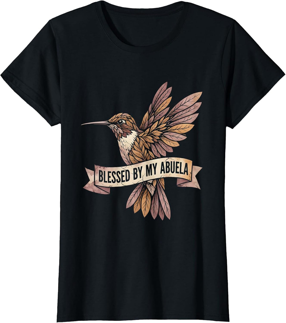 Women's Blessed By My Abuela Mexican Heritage Design T-Shirt - Black