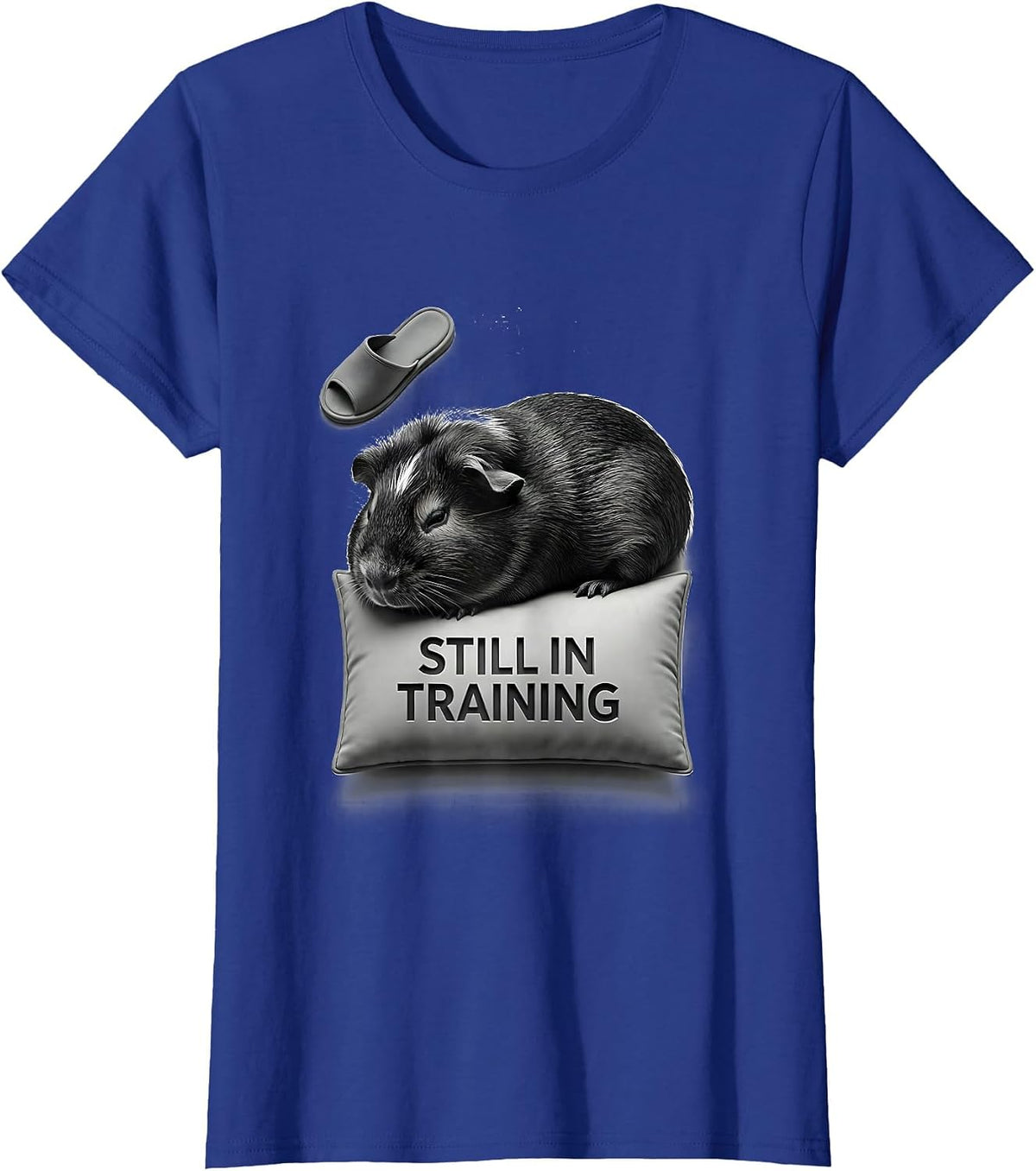 Women's Still In Training Funny Sleepy Guinea Pig Pajama Pet Lover T-Shirt - Royal Blue