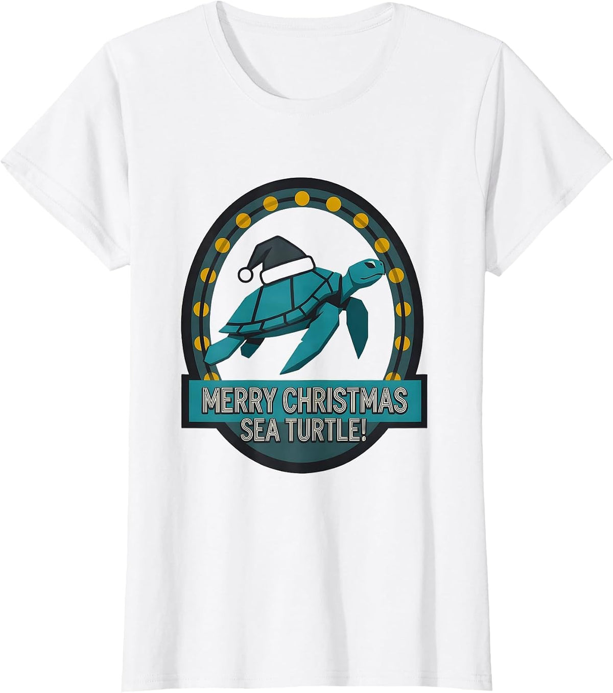 Merry Christmas Sea Turtle Midcentury Modern Ugly Christmas T-Shirt - White