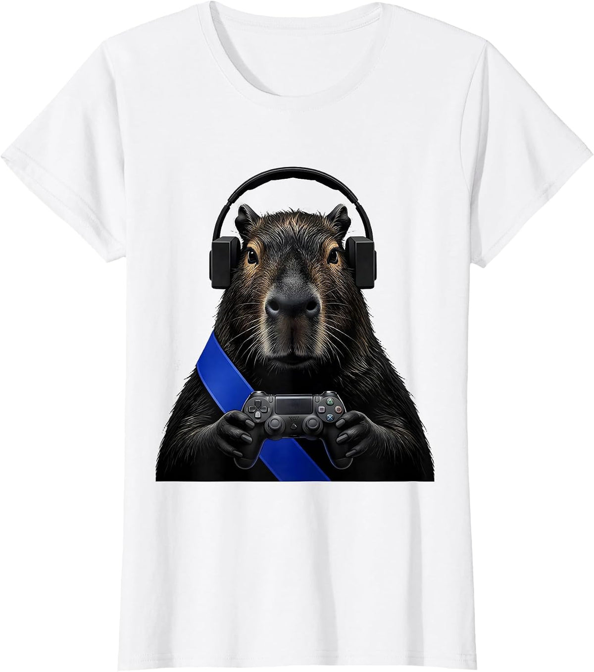 Women's Capybara Gamer Bruh Meme Humor Retro T-Shirt - White