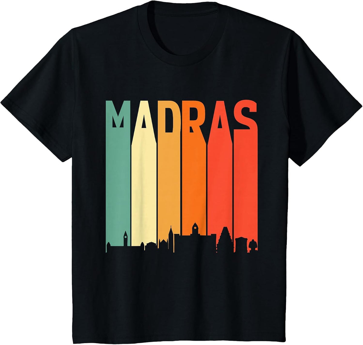 Madras Chennai Skyline Tamil Language Culture T-Shirt - Black