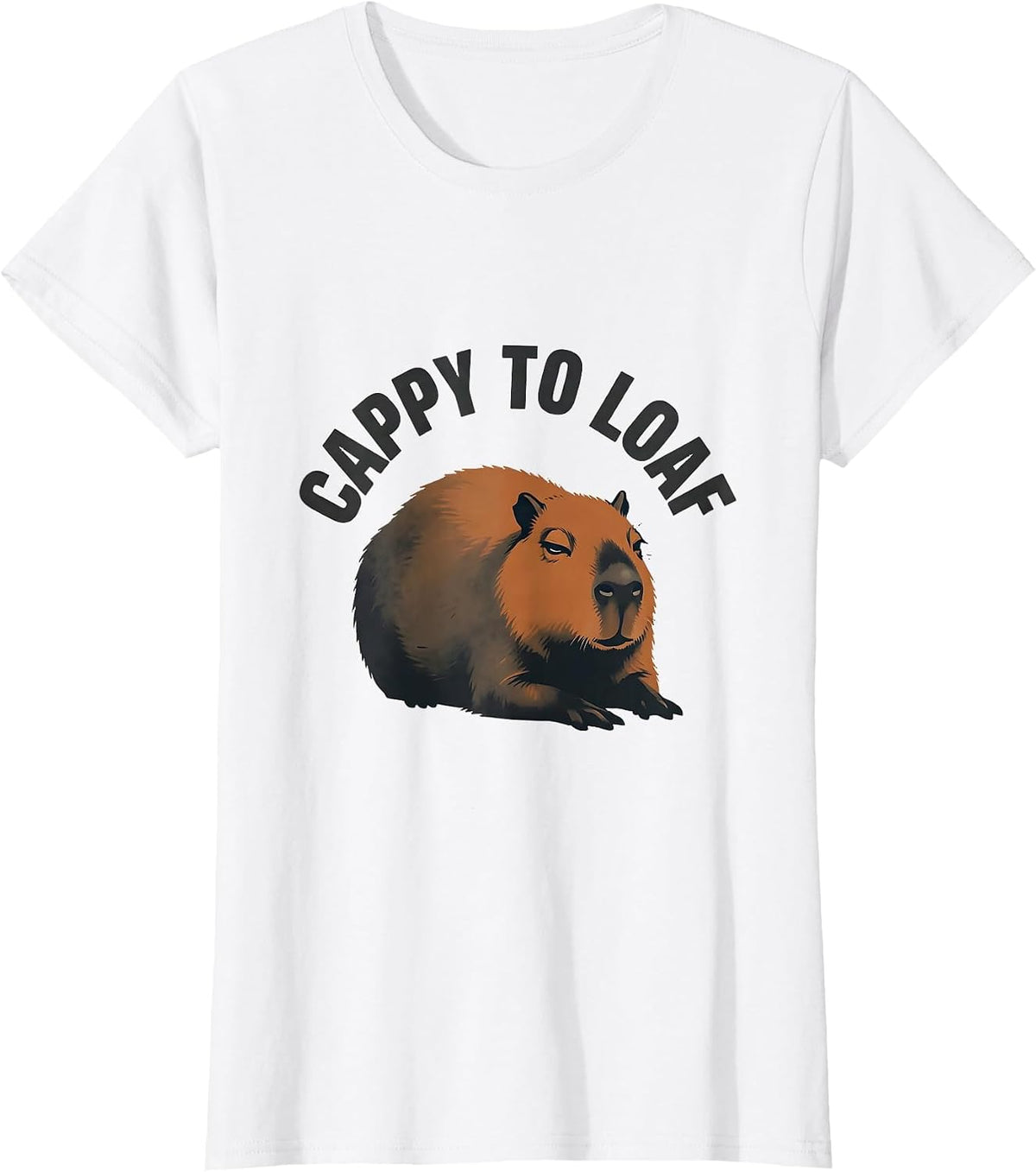 Women's cappy to loaf funny capybara meme animal humor T-Shirt - White