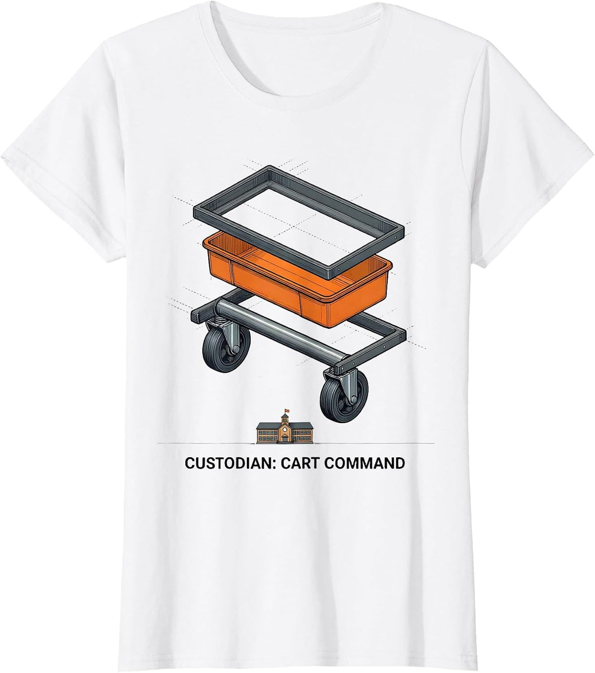 Custodian: Cart Command Exploded View Technical School T-Shirt - White