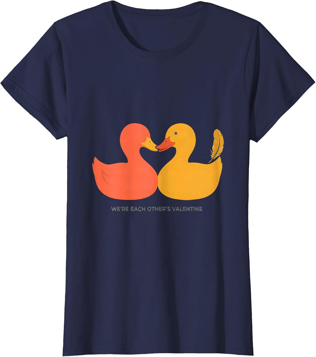 Women's We're Each Other's Valentine Cute Duck Heart Animal Lover T-Shirt - Navy Blue