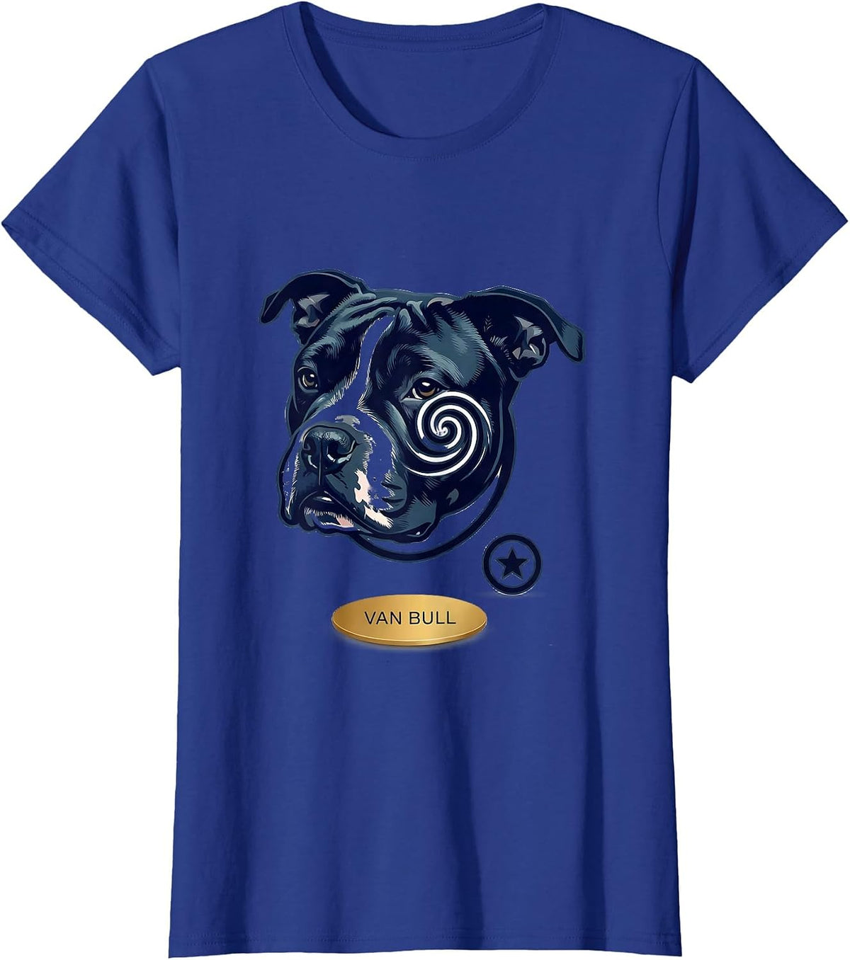 Women's Van Bull Minimalist Bull Terrier Van Gogh Starry Night Breed T-Shirt - Royal Blue