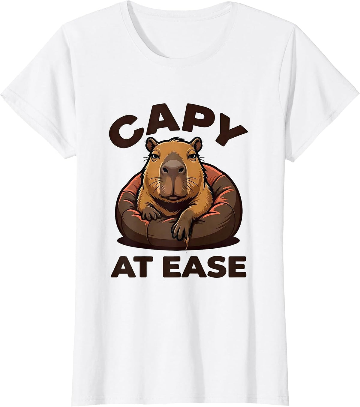 Capy at Ease Funny Capybara Meme Animal Lover Humor T-Shirt - White