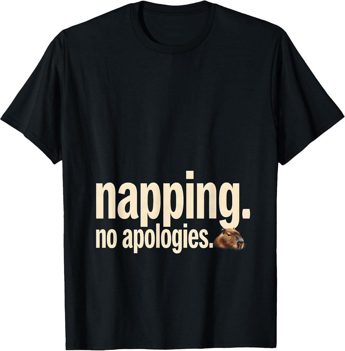 Men's Napping. No Apologies. Cute Capybara Sleepybara Sleep T-Shirt - Black