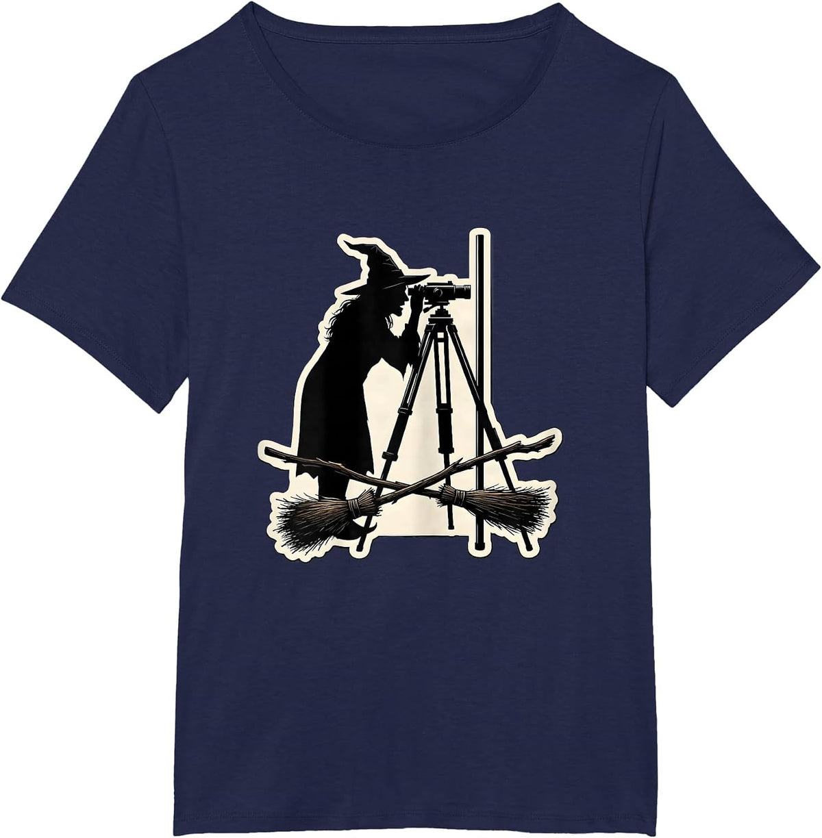 Women's Witch Surveyor Halloween Occupation Humor T-Shirt - Navy Blue