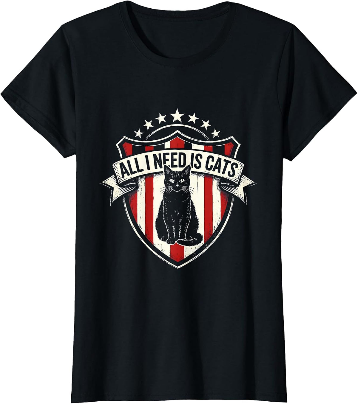 All I Need Is Cats Funny Cat Lover Design T-Shirt - Black