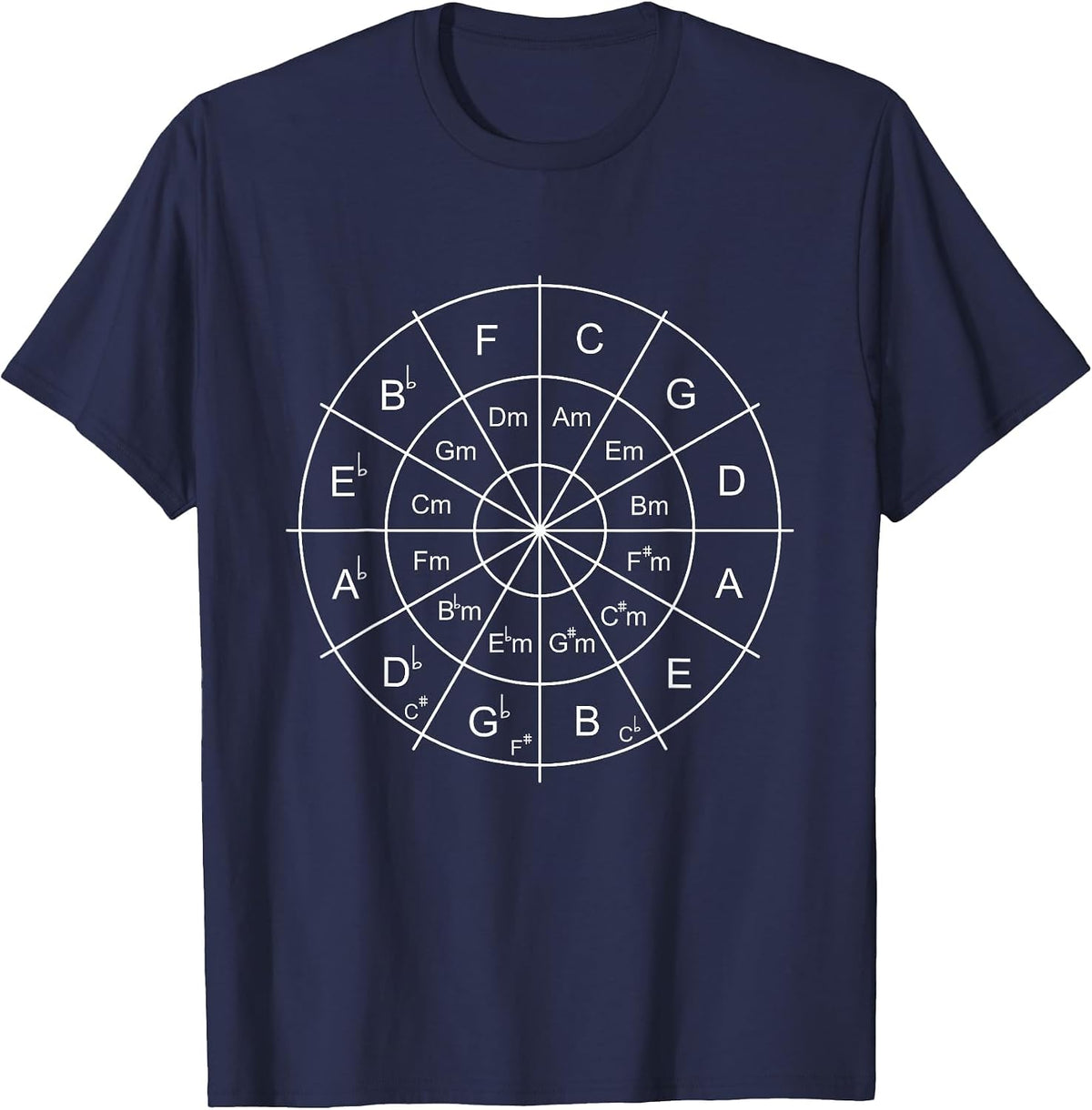 Circle of Fifths Music Teacher Music Student Musician T-Shirt - Navy Blue