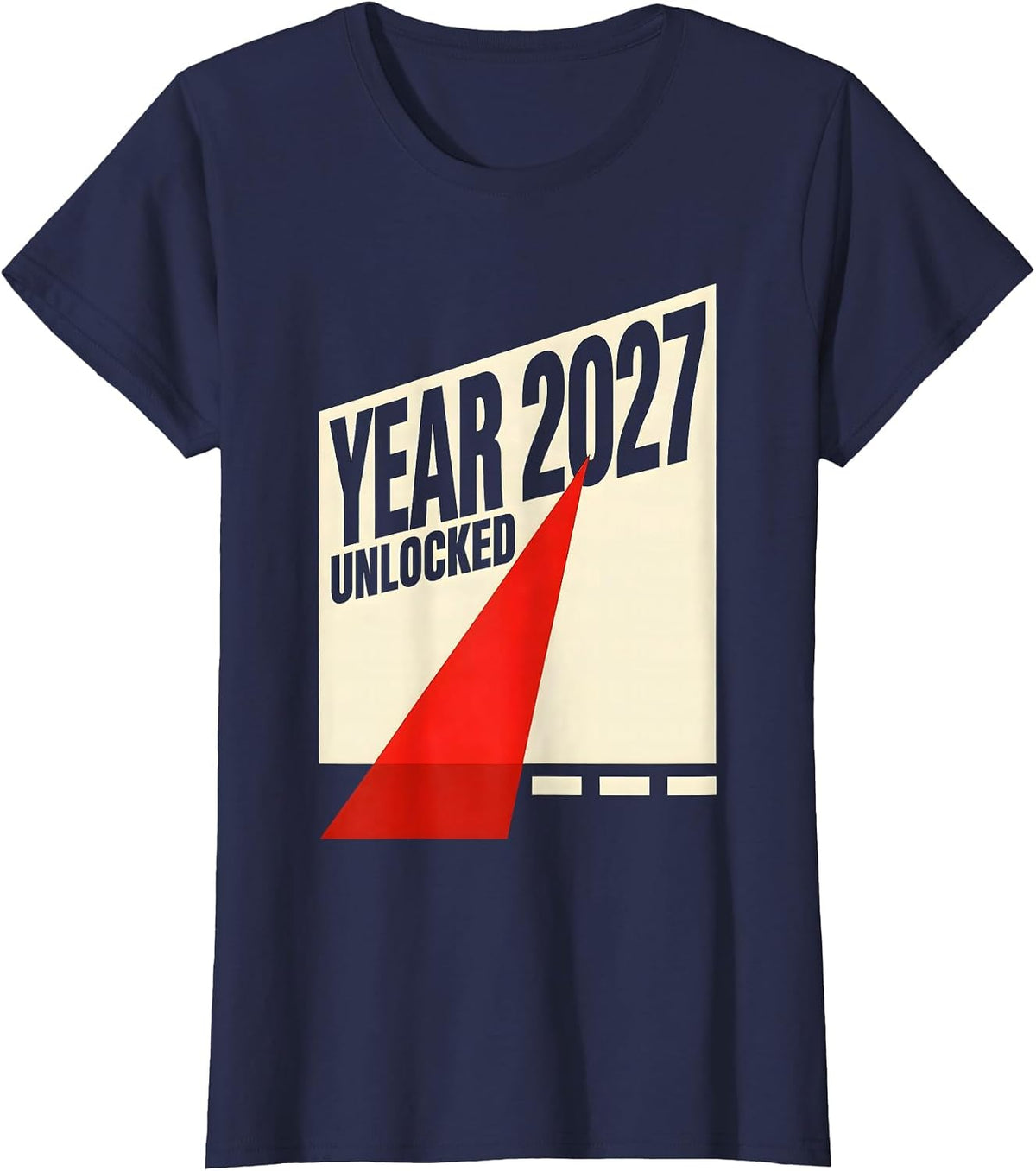 Women's Year 2027 Unlocked Constructivist Gamer Humor Fresh Start T-Shirt - Navy Blue