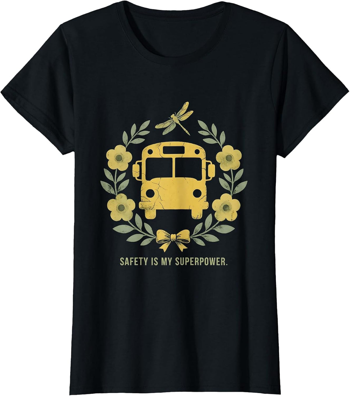 Safety Is My Superpower School Bus Driver T-Shirt - Black