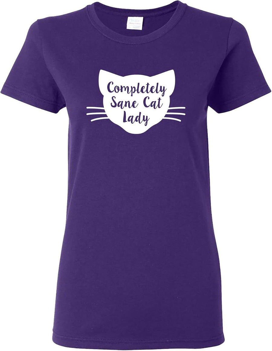 Underground Printing Completely Sane Cat Lady W's Tee - LG - Purple - As Pictured
