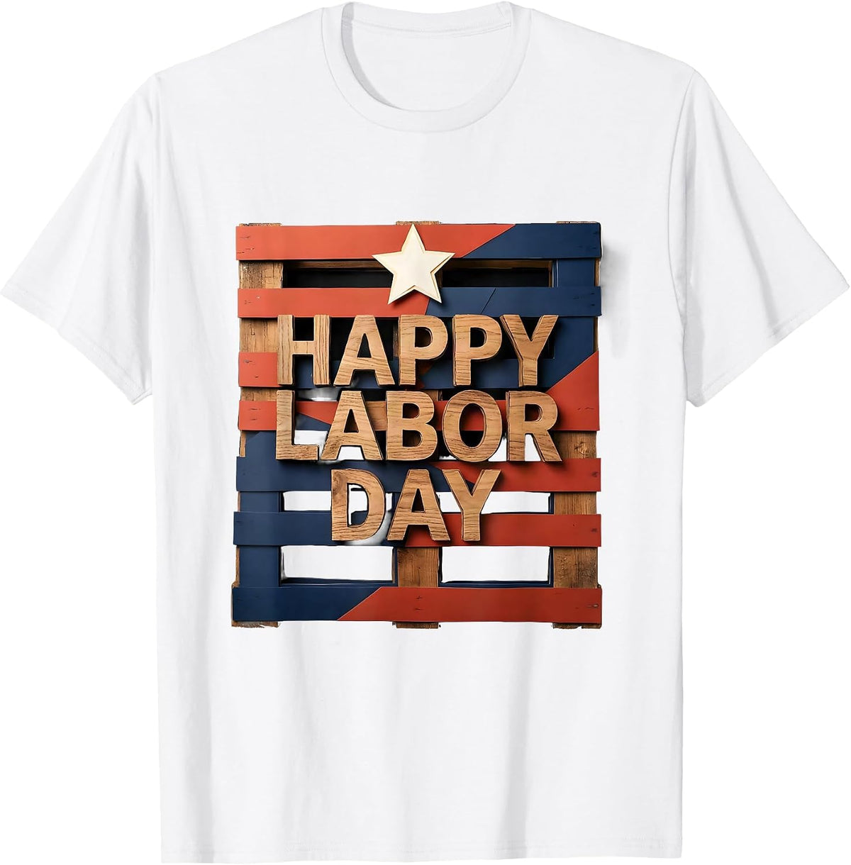 Men's Happy Labor Day Patriotic Union Pride Paper Cutout Graphic T-Shirt - White