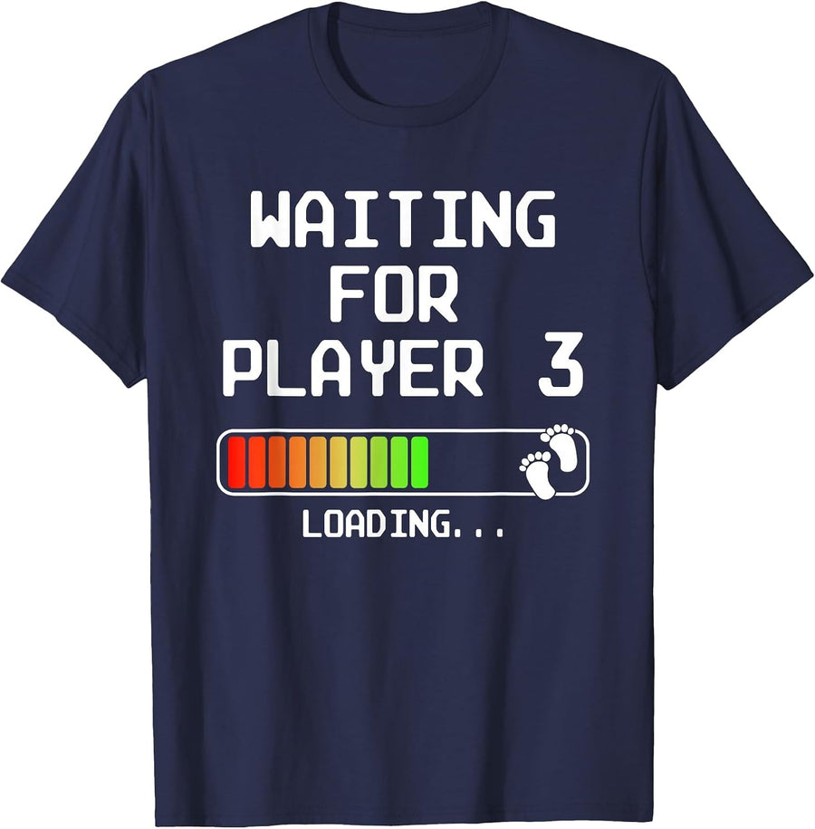 Expectant Dad to Be Gamer Pregnancy Announcement Player 3 T-Shirt - Navy Blue