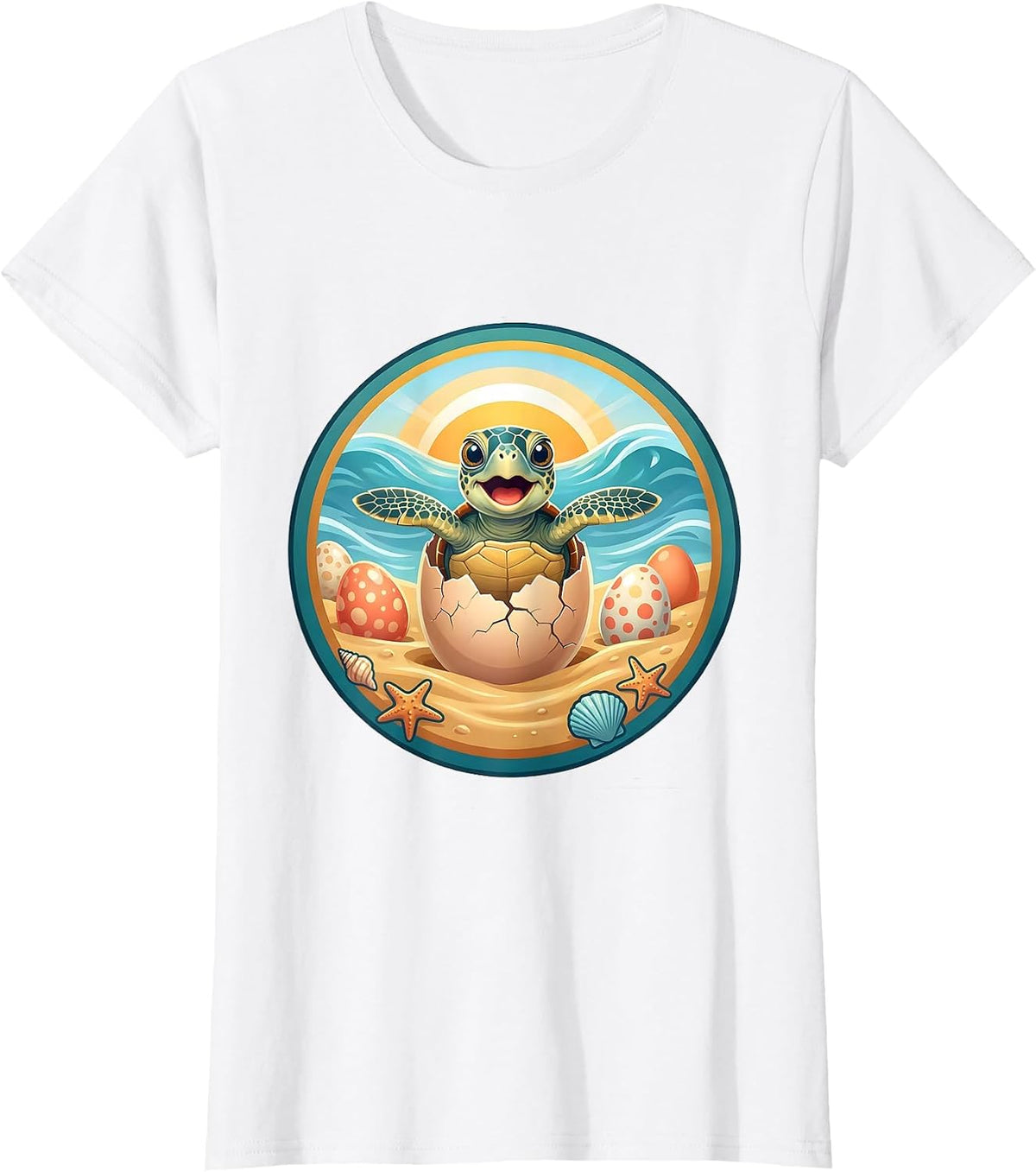 Women's Baby Sea Turtle Hatchling Mexican Kids Design T-Shirt - White